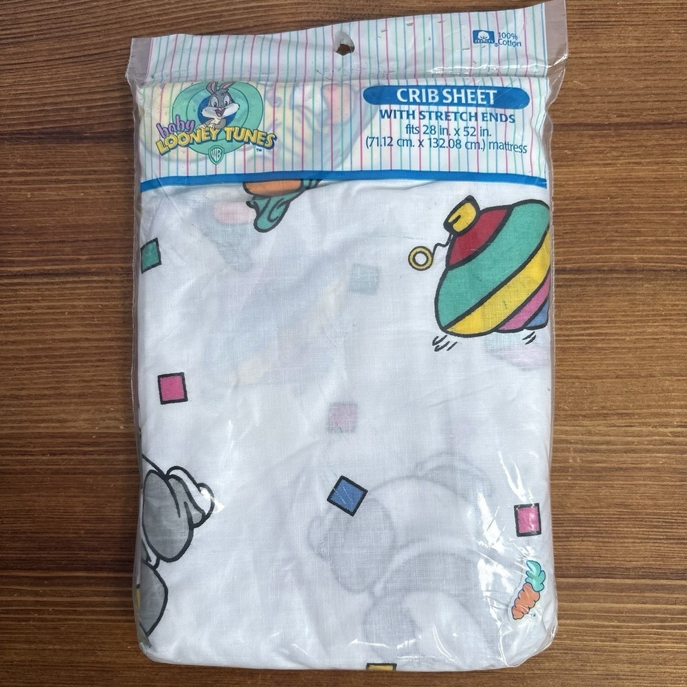 Vintage 1997 Baby Looney Tunes Bugs Tweety Crib Sheet‎ NIP Gerber Cotton